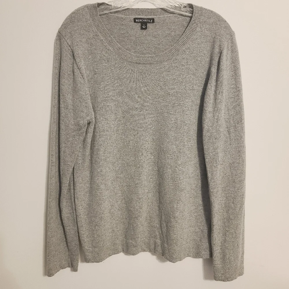 J. Crew Mercantile | Men's Gray Wool Blend Round Neck Sweater (Size Large)